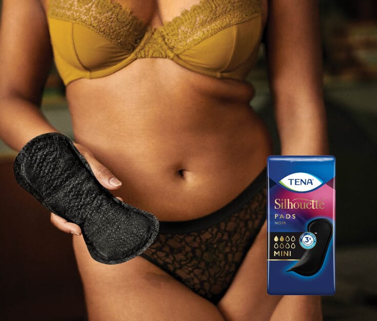 TENA Silhouette Noir Mini Pads | Svarte bind for urinlekkasje