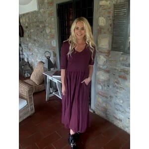 MOONDUST Rib L/SL Dress Kjole Bordeaux