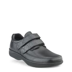 New Feet herresko, plain leather w/ stretch, black