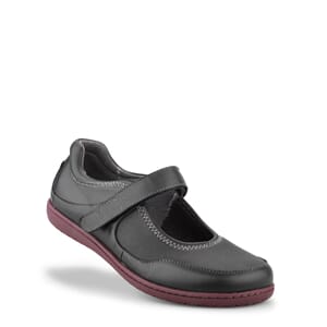 New Feet ballerina, plain leather w/ stretch,black