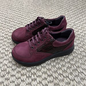 New Feet Shoe W/Lace & Zipper Dark Wine