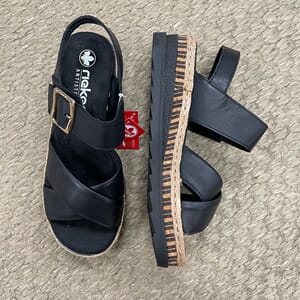Rieker Sort Sandal M/Gullspenne