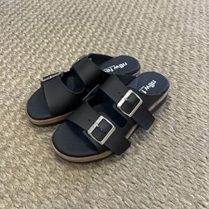 New Feet Slipper W. 2 Straps Buckles Black
